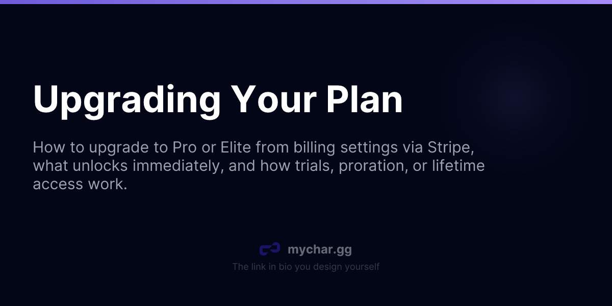 Upgrading Your Plan - mychar.gg