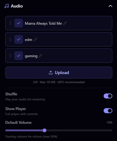 Audio settings