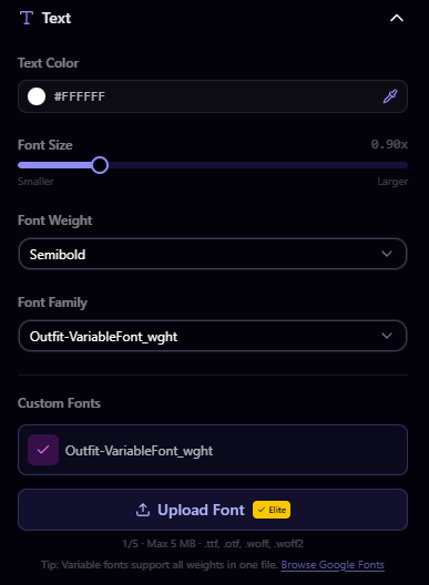 Text and font settings